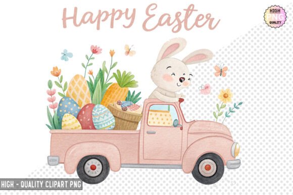 Download Easter Truck with Bunny Clipart – PNG - Easter truck Collection