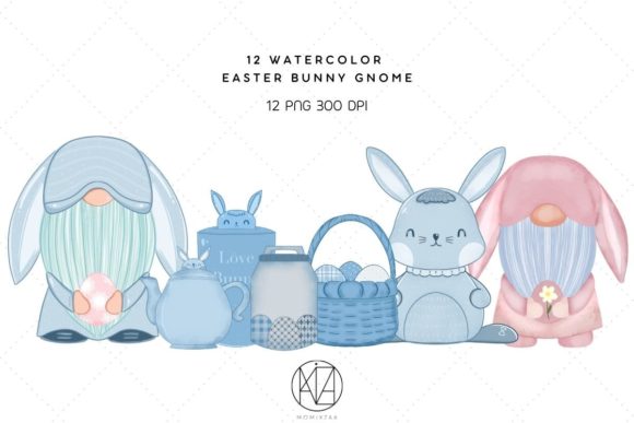Download 12 Watercolor  Easter Bunny Gnome - Premium Bundle