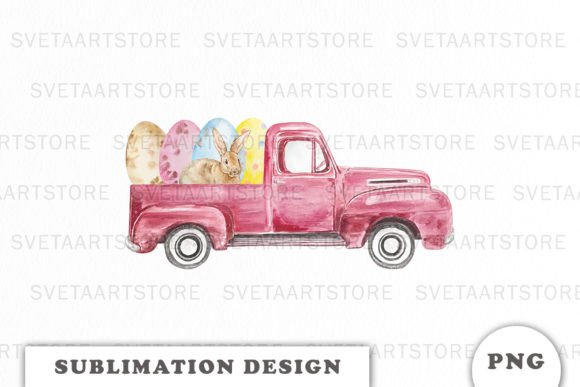 Download Watercolor Pink Vintage Easter Truck - Easter truck Collection
